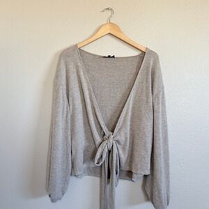 MAJORELLE Revolve Taupe Knit Tie Front Cardigan Sweater Women's Size M
